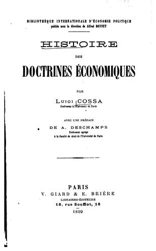 Cover for Histoire des doctrines économiques