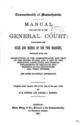 Cover for A Manual for the Use of the General Court