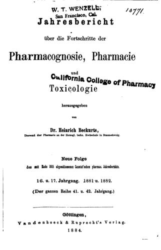 Cover for Jahresbericht der Pharmazie