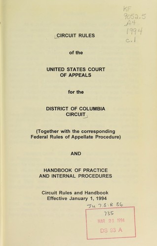 Cover for Circuit rules of the United States Court of Appeals for the District of Columbia Circuit