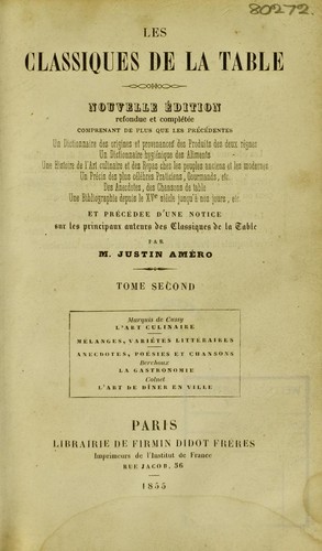 Cover for Les Classiques de la table.