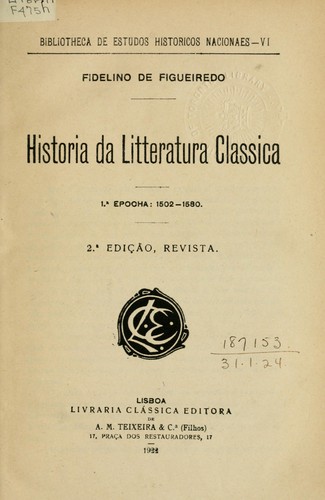 Cover for Historia da litteratura classica.
