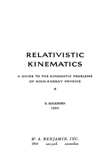 Cover for Relativistic kinematics