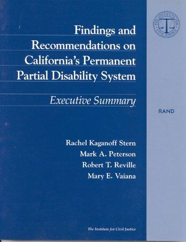 Cover for Findings and Recommendations on California's Permanent Partial Disability System