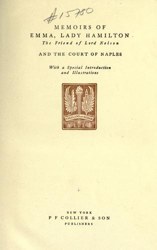 Cover for Memoirs of Emma, lady Hamilton