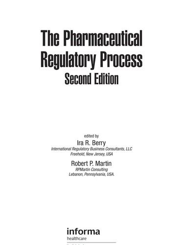 Cover for The pharmaceutical regulatory process