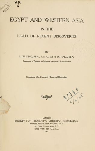 Cover for Egypt and Western Asia in the light of recent discoveries.