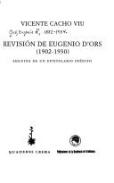 Cover for Revisión de Eugenio d'Ors, 1902-1930