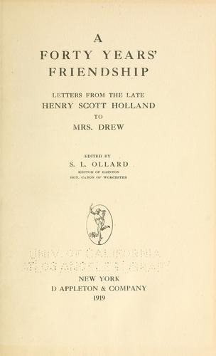 Cover for A forty years' friendship