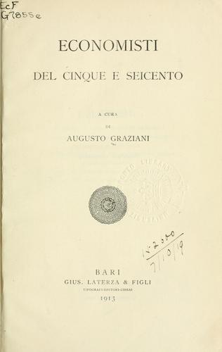 Cover for Economisti del cinque e seicento.