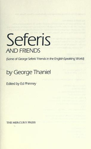 Cover for Seferis and friends