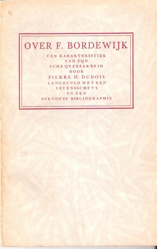 Cover for Over F. Bordewijk