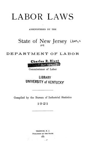Cover for Labor laws administered by the state of New Jersey Department of labor