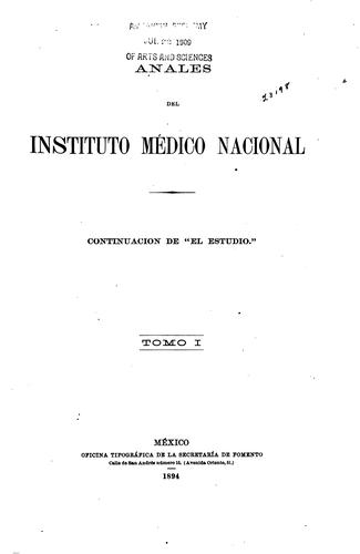 Cover for Anales del Instituto Médico Nacional
