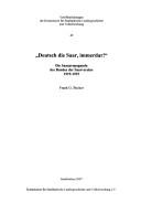 Cover for Deutsch die Saar, immerdar!