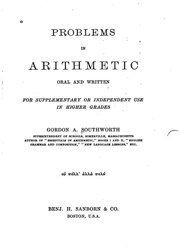 Cover for Problems in arithmetic