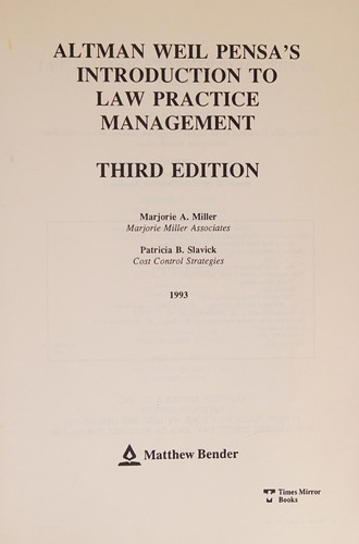 Cover for Altman Weil Pensa's Introduction to Law Practice Management