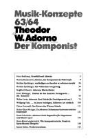 Cover for Theodor W. Adorno, der Komponist