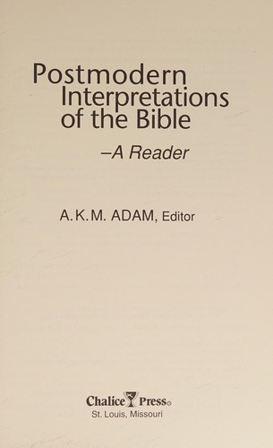 Cover for Postmodern interpretations of the Bible