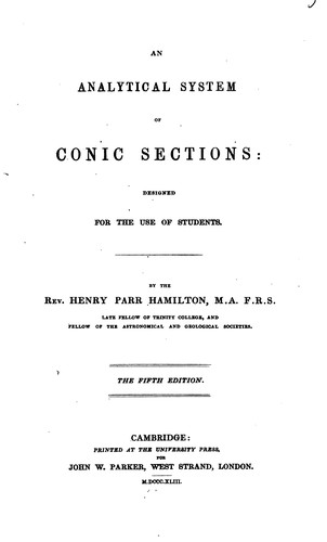 Cover for An analytical system of conic sections