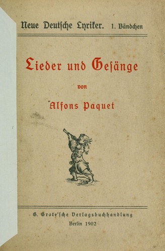 Cover for Lieder und Gesänge