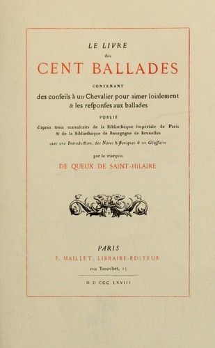 Cover for Le livre des cent ballades