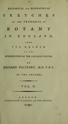 Cover for Historical and biographical sketches of the progress of botany in England from its origin to the introduction of the Linnæan system.