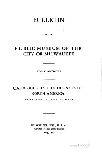 Cover for Bulletin of the Public Museum of the City of Milwaukee
