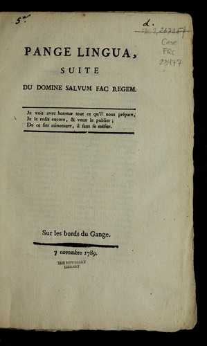 Cover for Pange lingua