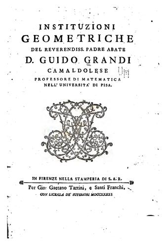 Cover for Instituzioni geometriche del reverendiss.