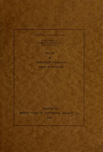 Cover for Report on centralized purchasing, Board of Education