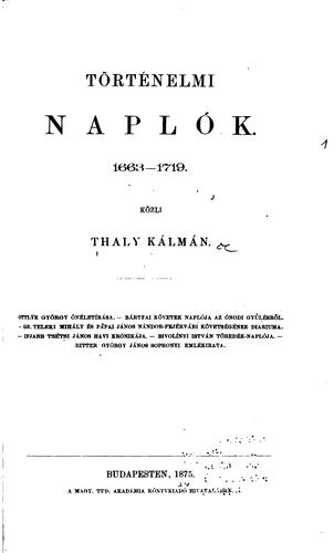 Cover for Történelmi naplók. 1663-1719