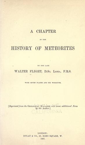 Cover for A chapter in the history of meteorites