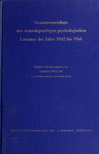 Cover for Gesamtverzeichnis der deutschsprachigen psychologischen Literatur der Jahre 1942 bis 1960.