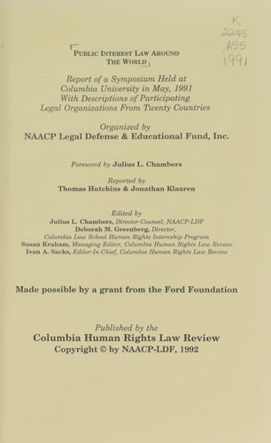 Cover for Public interest law around the world
