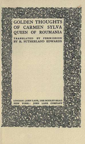 Cover for Golden thoughts of Carmen Sylva [pseud.], Queen of Roumania