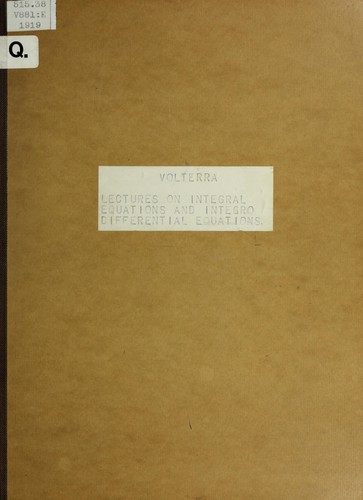 Cover for Lectures on integral equations and integro differential equations