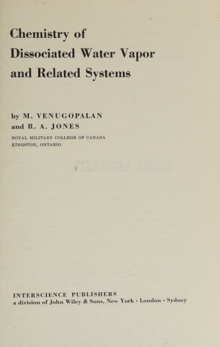 Cover for Chemistry of dissociated water vapour and related systems