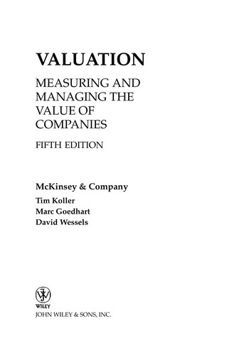 Cover for Valuation workbook