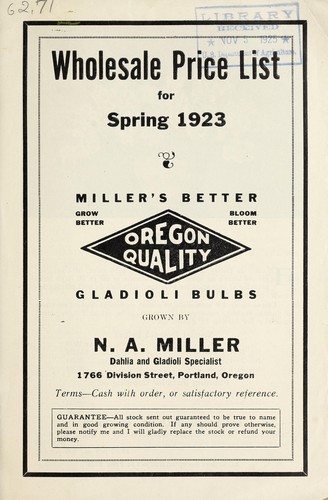 Cover for Wholesale price list for spring 1923