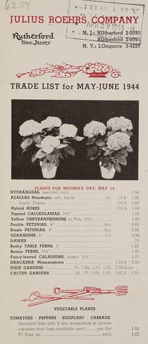 Cover for Trade list for May--June 1944
