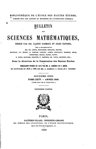 Cover for Bulletin des sciences mathématiques et astronomiques