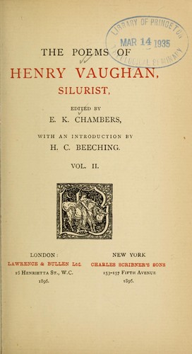 Cover for The poems of Henry Vaughan, Silurist