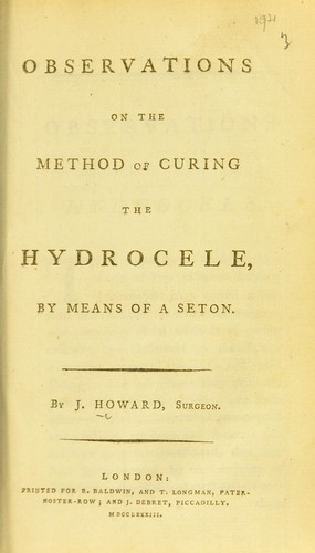 Cover for Observations on the method of curing the hydrocele by means of a seton