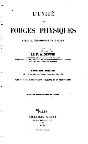 Cover for L'Unité des physiques: Essai de philosophie naturelle