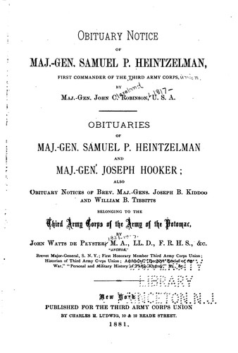Cover for Obituary notice of Maj.-Gen. Samuel P. Heintzelman, first commander of the Third Army Corps
