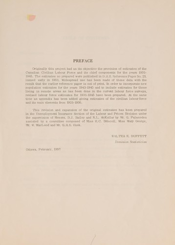 Cover for Canadian labour force estimates, 1931-1945.