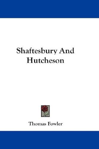 Cover for Shaftesbury And Hutcheson