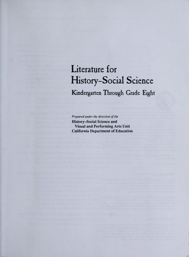 Cover for Literature for History, Social Science