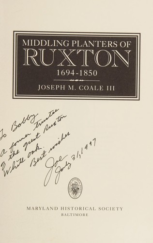 Cover for Middling planters of Ruxton, 1694-1850